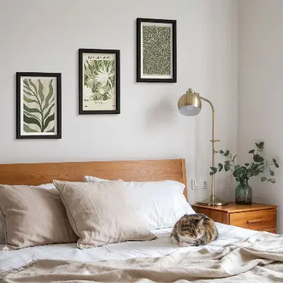 Fotowand mit botanischem Pflanzenmuster im Boho-Stil