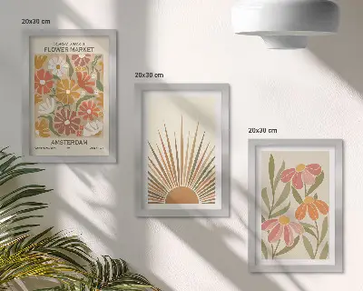 Blumen in Pastellfarben bilderset mit rahmen im sonnenlicht