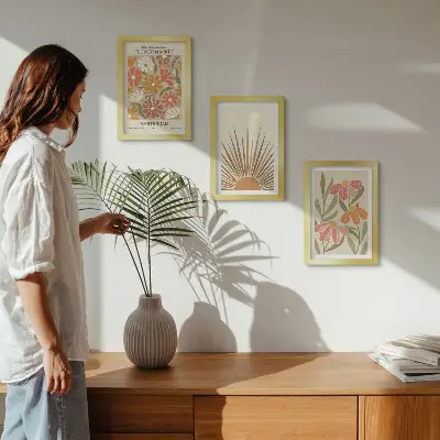 Blumen in Pastellfarben bilderset mit rahmen im sonnenlicht