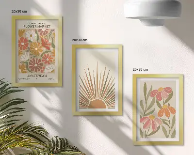 Blumen in Pastellfarben bilderset mit rahmen im sonnenlicht