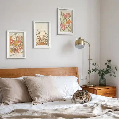 Blumen in Pastellfarben bilderset mit rahmen im sonnenlicht
