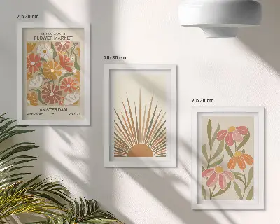 Blumen in Pastellfarben bilderset mit rahmen im sonnenlicht