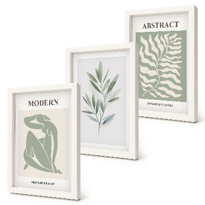 Bilderset mit rahmen Matisse-Design, Aquarell, Boho-Pflanzen
