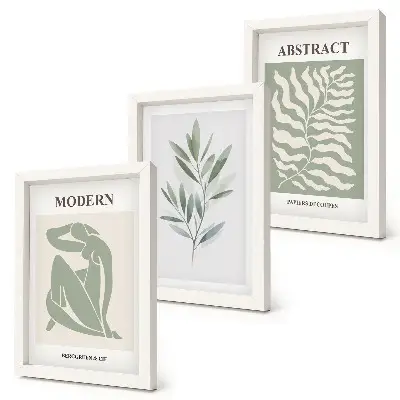 Bilderset mit Rahmen Matisse Design mit Aquarell Boho Pflanzen