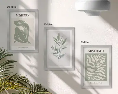 Bilderset mit Rahmen Matisse Design mit Aquarell Boho Pflanzen