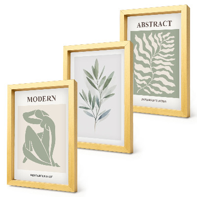Bilderset mit rahmen Matisse-Design, Aquarell, Boho-Pflanzen