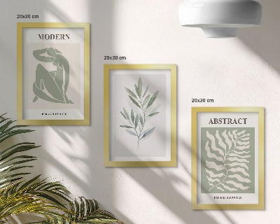 Bilderset mit rahmen Matisse-Design, Aquarell, Boho-Pflanzen