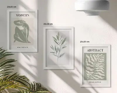 Bilderset mit Rahmen Matisse Design mit Aquarell Boho Pflanzen