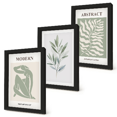 Bilderset mit rahmen Matisse-Design, Aquarell, Boho-Pflanzen