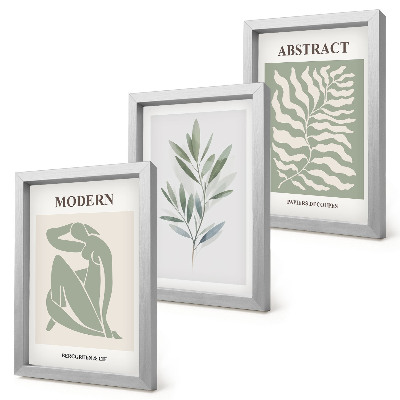 Bilderset mit rahmen Matisse-Design, Aquarell, Boho-Pflanzen
