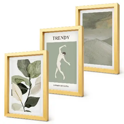 Bilderwand mit Pflanzenmuster in Form von Silhouetten und abstrakten Elementen