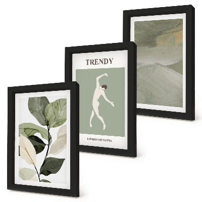 Bilderwand Pflanzenmuster mit Silhouetten und abstrakten Formen
