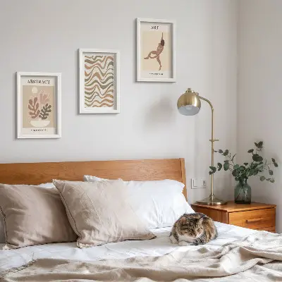Bilderwand mit abstrakten Matisse Boho Formen und Mustern