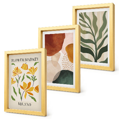 Fotowand Blumenmotive mit abstrakten Formen und Blättern