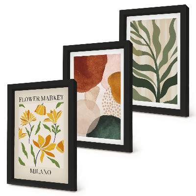 Fotowand Blumenmotive mit abstrakten Formen und Blättern
