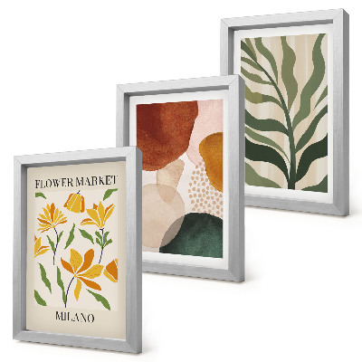 Fotowand Blumenmotive mit abstrakten Formen und Blättern