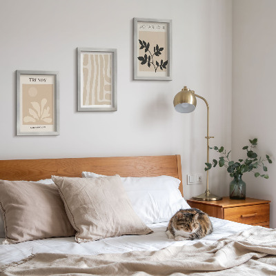 Bilderwand Stilvolle Pflanzenmuster in Beige- und Schwarztönen
