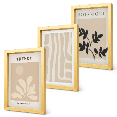 Bilderwand Stilvolle Pflanzenmuster in Beige- und Schwarztönen