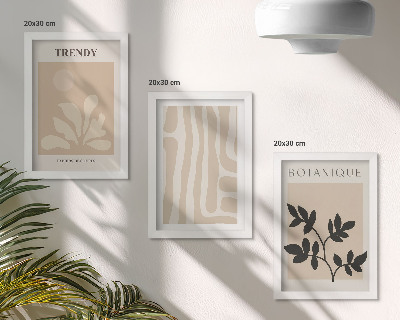 Bilderwand Stilvolle Pflanzenmuster in Beige- und Schwarztönen