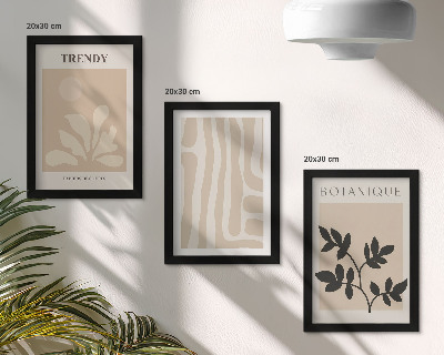 Bilderwand Stilvolle Pflanzenmuster in Beige- und Schwarztönen