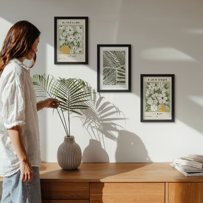 Bilderset mit rahmen Blumenmuster London und Dublin abstrakte Linien