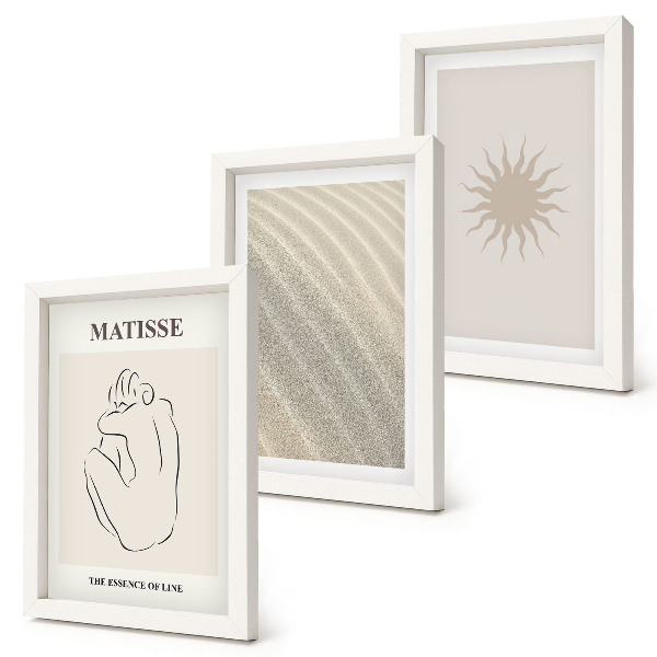 Fotowand Minimalistische Linien, Sand, Wellen, Sonne