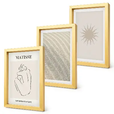 Fotowand mit minimalistischen Linien in Sand und Wellen bei Sonnenschein