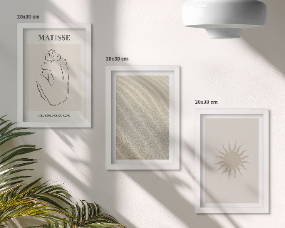 Fotowand Minimalistische Linien, Sand, Wellen, Sonne