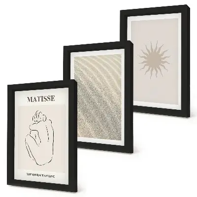 Fotowand mit minimalistischen Linien in Sand und Wellen bei Sonnenschein