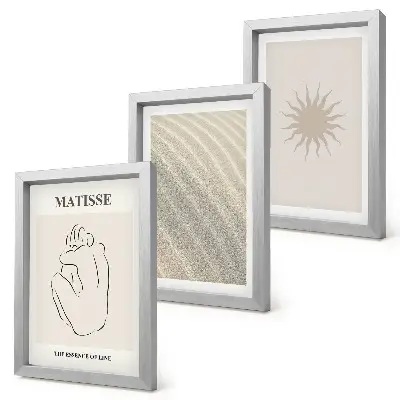 Fotowand mit minimalistischen Linien in Sand und Wellen bei Sonnenschein