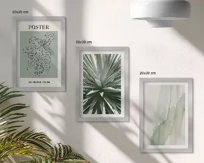 Bilderwand mit Pflanzenmuster in Grün- und Beigetönen