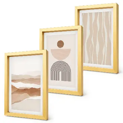 Bilderwand mit abstrakter Landschaft in natürlichen Formen und Geometrie