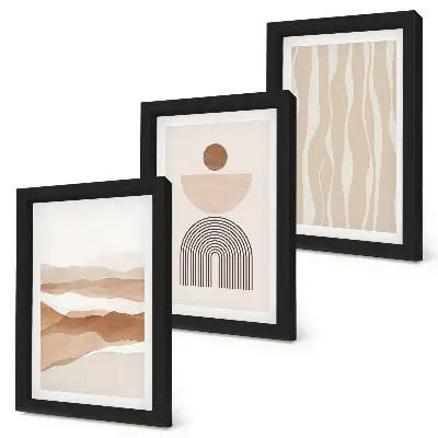 Bilderwand mit abstrakter Landschaft in natürlichen Formen und Geometrie