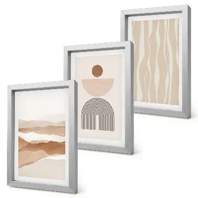 Bilderwand mit abstrakter Landschaft in natürlichen Formen und Geometrie