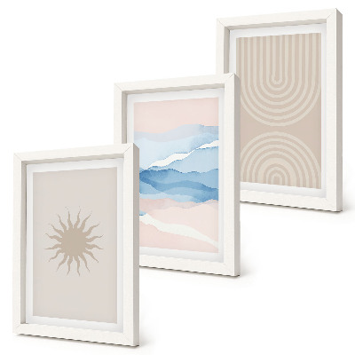 Fotowand Sonne, Wellen und abstrakte Linien in Pastellfarben