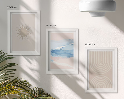 Fotowand Sonne, Wellen und abstrakte Linien in Pastellfarben