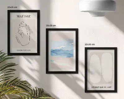 Bilderset mit Rahmen abstrakte Formen und zarte Farben im Stil von Matisse