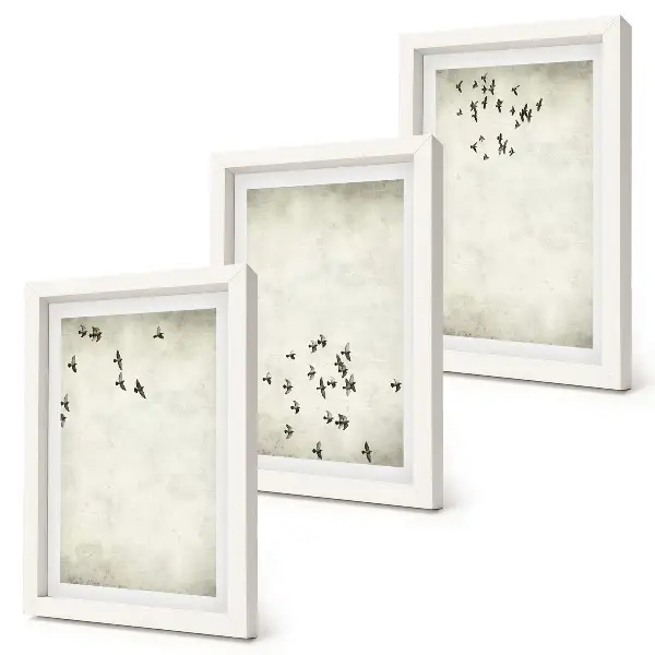 Fotowand mit einem minimalistischen Gemälde von fliegenden Vögeln