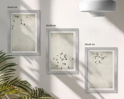 Fotowand mit einem minimalistischen Gemälde von fliegenden Vögeln