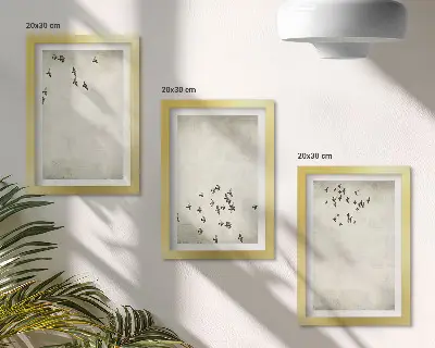 Fotowand mit einem minimalistischen Gemälde von fliegenden Vögeln