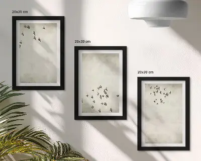 Fotowand mit einem minimalistischen Gemälde von fliegenden Vögeln