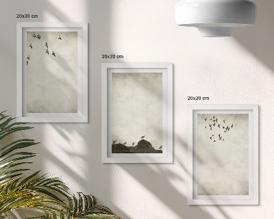 Bilderwand Fliegende Vogelschar im minimalistischen Stil