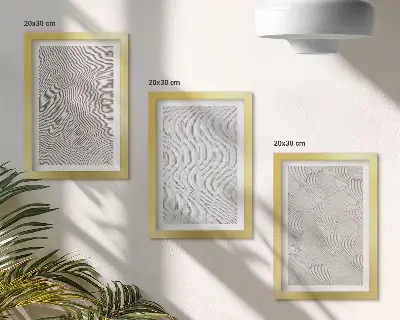 Fotowand mit linearen geometrischen Strukturen als Muster im Sand