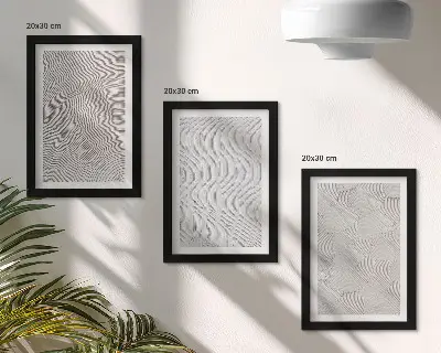 Fotowand mit linearen geometrischen Strukturen als Muster im Sand