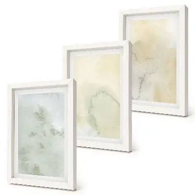 Bilderset mit Rahmen Pastellfarben auf Leinwand mit Farbstrukturen