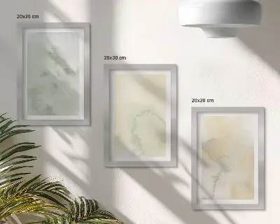 Bilderset mit Rahmen Pastellfarben auf Leinwand mit Farbstrukturen