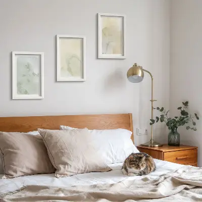 Bilderset mit Rahmen Pastellfarben auf Leinwand mit Farbstrukturen