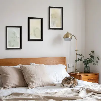 Bilderset mit Rahmen Pastellfarben auf Leinwand mit Farbstrukturen