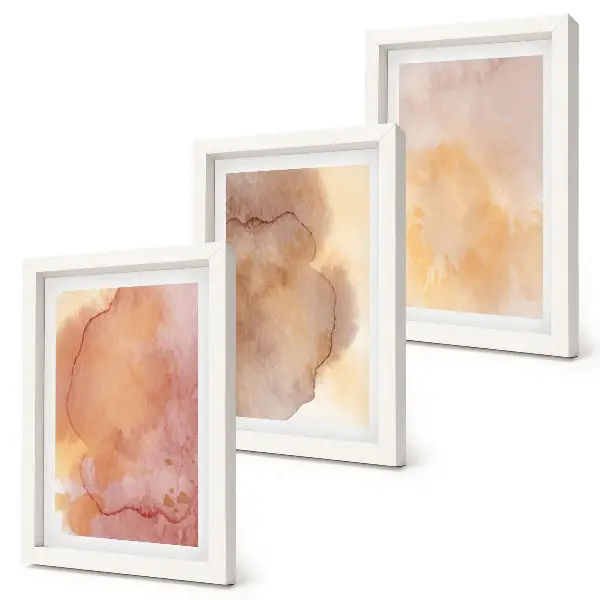 Bilderwand warme Aquarellfarben auf Leinwand mit farbenfrohen Texturen