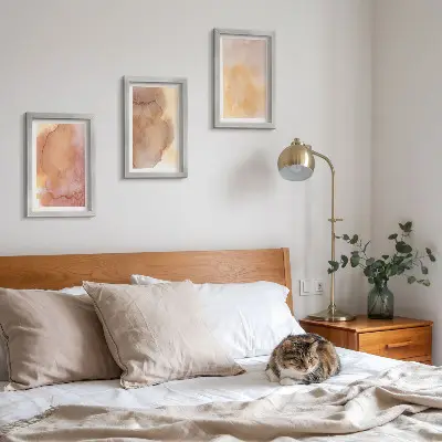 Bilderwand warme Aquarellfarben auf Leinwand mit farbenfrohen Texturen